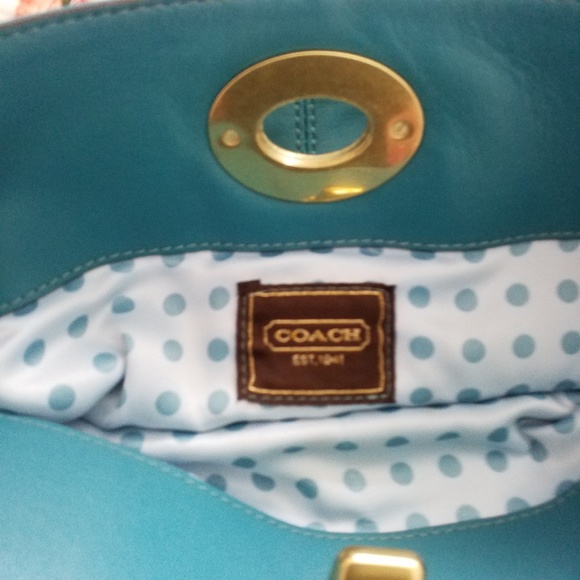 Coach Blue/Turquoise Folding Evening Purse - Picture 3 of 4
